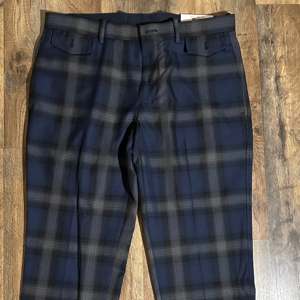 INC International Concepts Navy and Black Plaid Dress Pants
